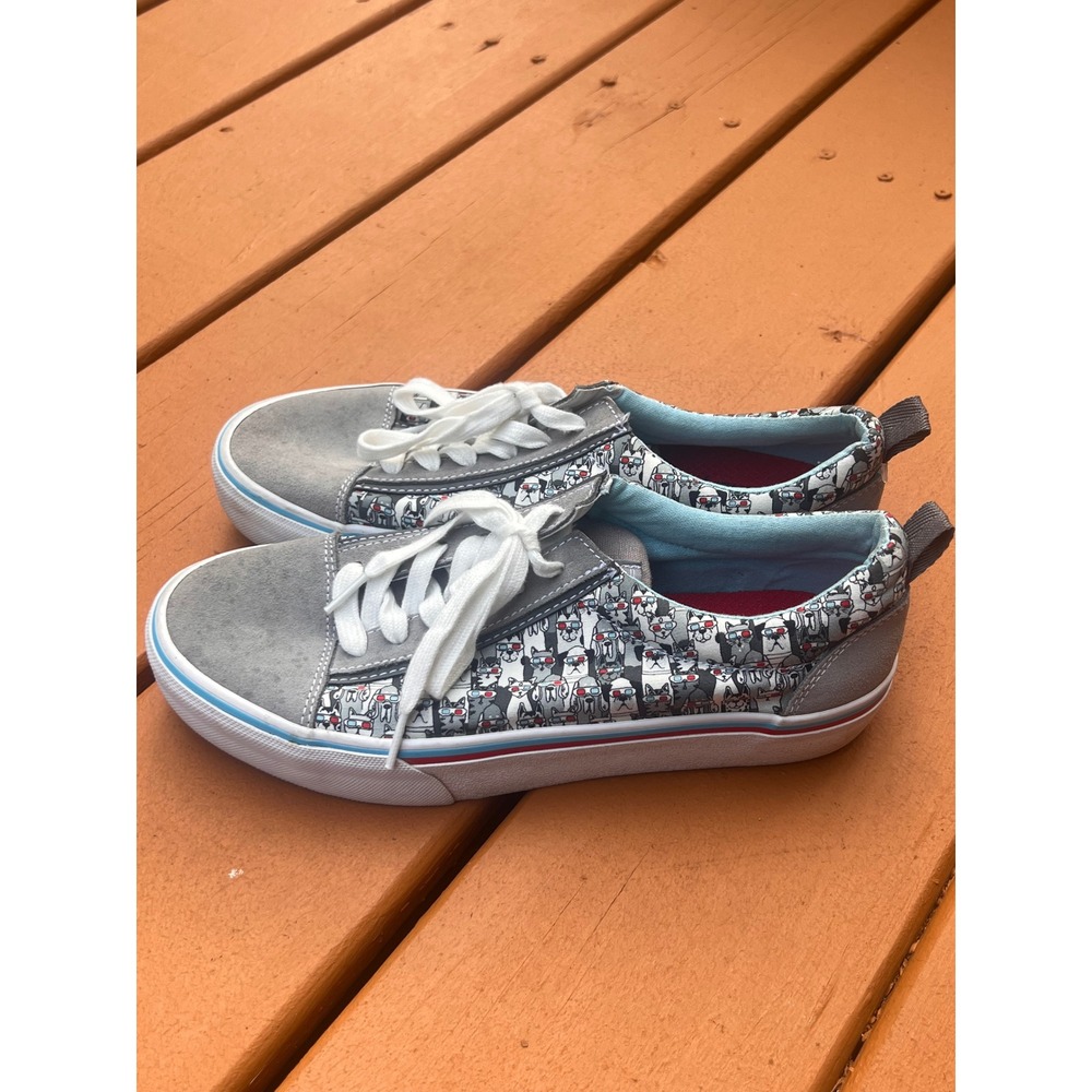 BOBS from Skechers Dogs in 3D Glasses Grey Suede Canvas Sneakers Womens 9 Mens 6 - Picture 2 of 9